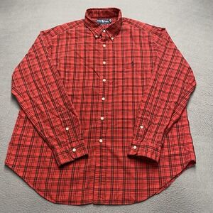 Ralph Lauren Shirt Mens XL Red Black Plaid Classic Fit Button Down Pony Logo‎